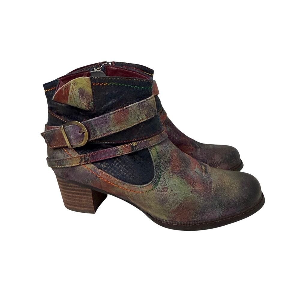 L’Artiste Boots Womens Size 9 Shazzam Ankle Booties Multicolor Leather Artsy 40